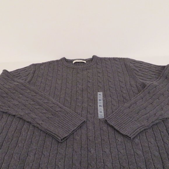 Men XL Gray Sweater Old Navy Pullover Cotton Classic Casual Crew Neck Cable Knit - Picture 15 of 16